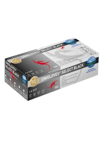 Fekete latex kesztyű. 100db -L méret