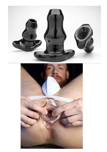 Double Tunnel Plug. Fekete,Méret:XL