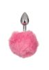 Fém anál plug puha pom-pommal-kis méret. Pink