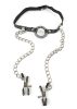 O-Ring Gag with Nipple Clamps.