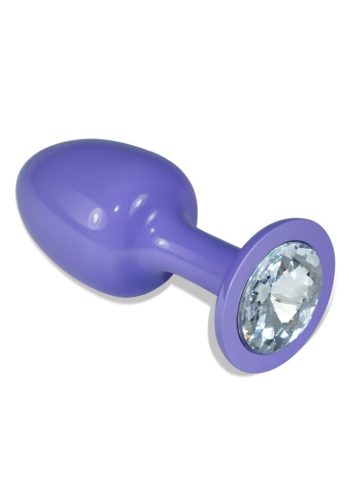 Lila fém anál plug csillogó véggel.