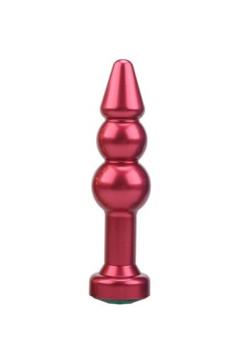 Easy Fém anal plug kővel-bordás. Málna-pink kővel