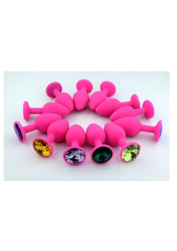Szilikon anál plug csillogó véggel-kis méret. Pink