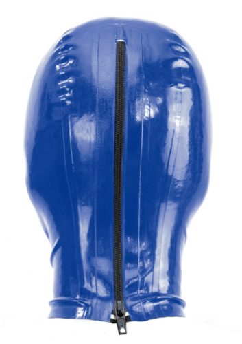 Latex Hood Open Eyes And Mouth BLUE. Méret:S