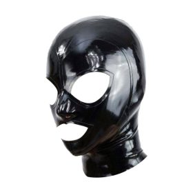Latex Hood Open Eyes And Mouth-Black Méret:XL