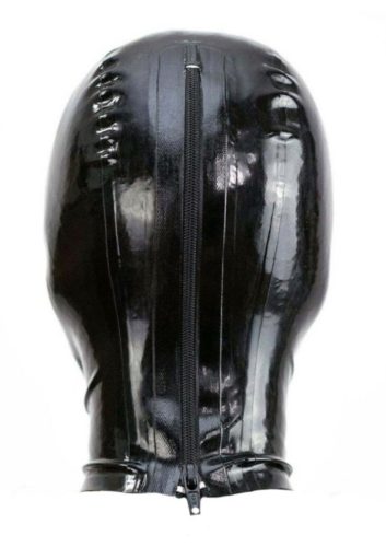Latex Hood Open Eyes And Mouth-Black Méret:XL