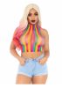 Rainbow high neck crop top.