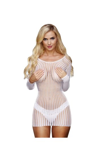 Hosszú ujjú fehér mini dressz.