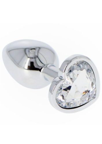 Fém anál plug csillogó Diamond szívvel-kicsi. Áttetsző kővel
