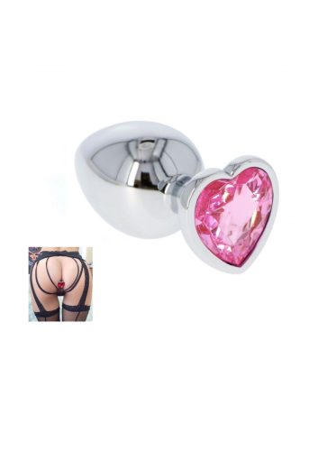 Fém anál plug csillogó szívvel pink-nagy. Pink