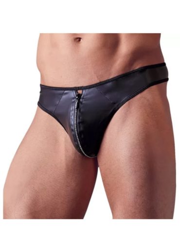 Fényes férfi tanga strasszos cipzárral. Méret:M