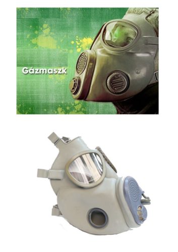 Gumi gázmaszk szűrőkkel. Méret:2,M-es