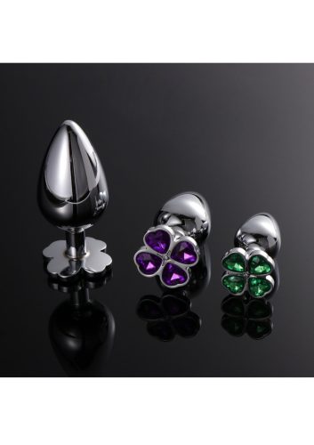 Flower Metal Anal Plug -közepes. Zöld kővel