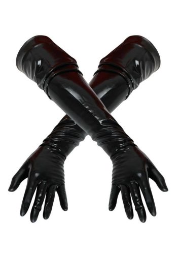 LATEX - hosszú, unisex kesztyű, fekete Méret:S