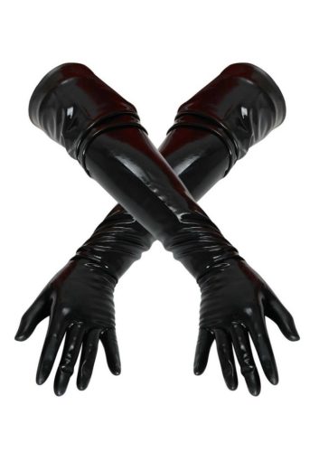 LATEX - hosszú, unisex kesztyű, fekete Méret:L