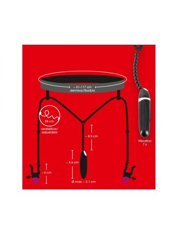 Szeméremszéthúzó csipeszes női alsó vibrátorral.