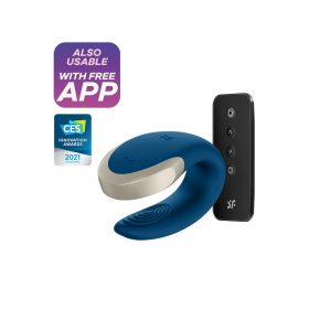   Satisfyer Double Love - okos, akkus, vízálló, rádiós párvibrátor,kék.