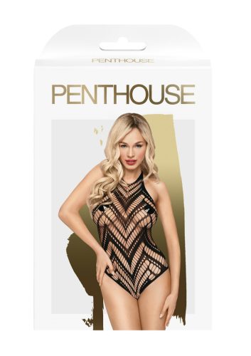Penthouse Go Hotter - nyakpántos, lyukacsos body,fekete. Méret:XL
