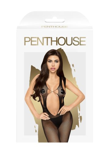 Penthouse Forbidden Fruit - V-kivágásos, nyitott overall ,fekete. Méret:XL