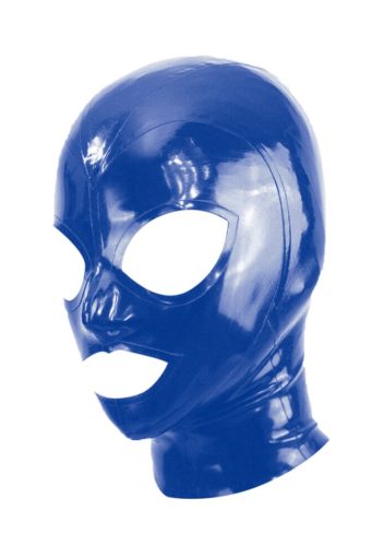 Latex Hood Open Eyes And Mouth BLUE. Méret:S