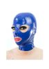 Latex Hood Open Eyes And Mouth BLUE. Méret:S