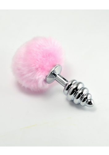 Bordás fém anál plug puha pom-pommal-kis méret.