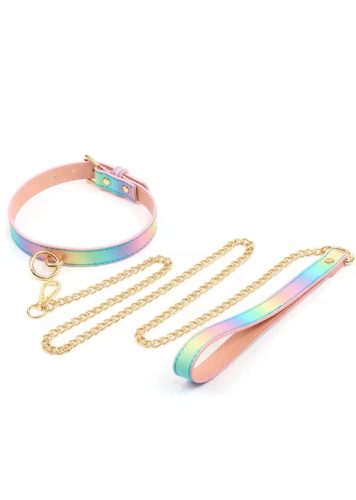Rainbow nyakörv pórázzal
