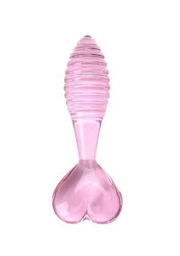 EUTIM pink üveg anal plug szívvel-12cm