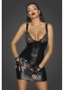 Powerwetlook mini-dress with lace chest and 2-way zipper Méret:S
