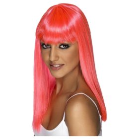 Hosszú pink divat paróka.