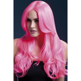 Khloe-Hullámos hosszú pink paróka.