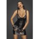 Powerwetlook mini-dress with lace chest and 2-way zipper Méret:M