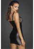 Powerwetlook mini-dress with lace chest and 2-way zipper Méret:M