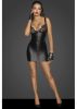 Powerwetlook mini-dress with lace chest and 2-way zipper Méret:M