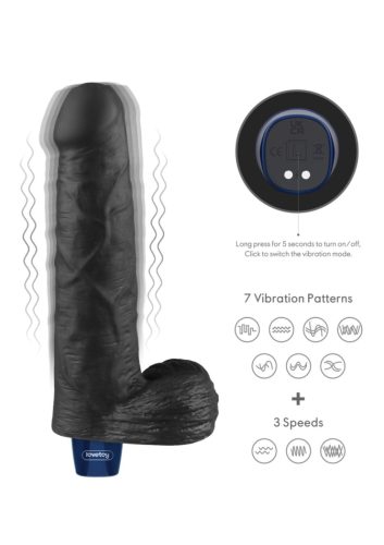 REAL SOFTEE fekete vibrator,herés,akkus -20cm