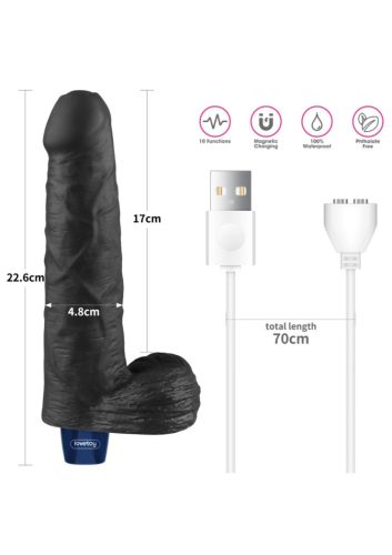 REAL SOFTEE fekete vibrator,herés,akkus -20cm