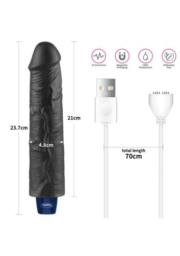 REAL SOFTEE fekete vibrator,akkus -21cm