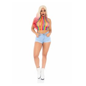 Rainbow high neck crop top.