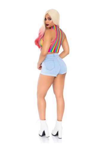 Rainbow high neck crop top.