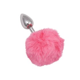 Fém anál plug puha pom-pommal-kis méret. Pink
