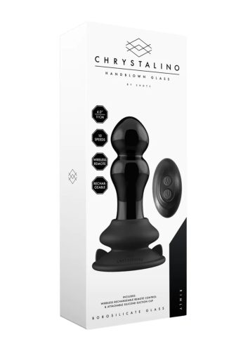 Rimly - Vibrating Glass Butt Plug with Suction Cup,akkus