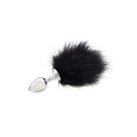 Acél anál plug puha pom-pommal-kis méret.