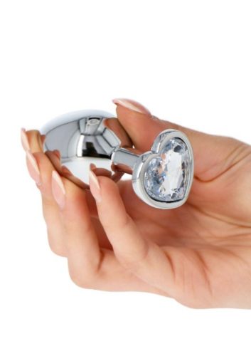 Fém anál plug csillogó Diamond szívvel-közepes. Áttetsző