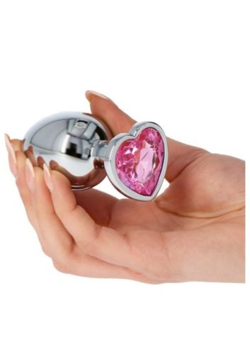 Fém anál plug csillogó szívvel pink-nagy. Pink