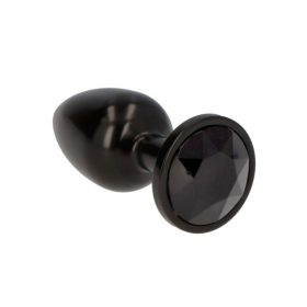 Fekete Fém anál plug fekete kő véggel-kicsi.