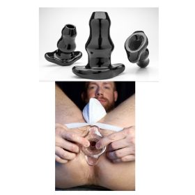 Double Tunnel Plug. Fekete,Méret:XL