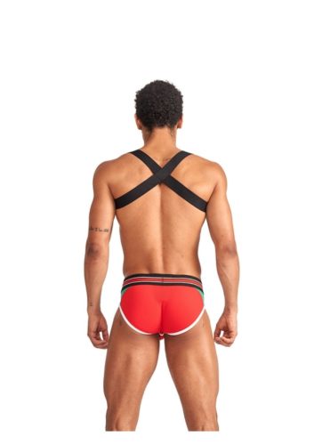 Urban Club harness X-back Striped Red.