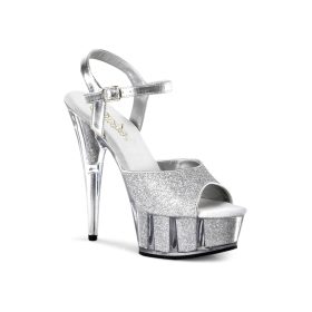 Pleaser ezüst csillámos platform szandál,No.6095G. 37-es