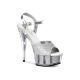 Pleaser ezüst csillámos platform szandál,No.6095G. 40-es