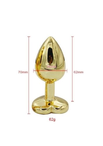 Fém,gold anál plug csillogó szívvel -kicsi.